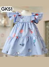 Sky Blue Colour GURUKRUPA Girls Fancy Wear Stylish Kids Colllection GK-51